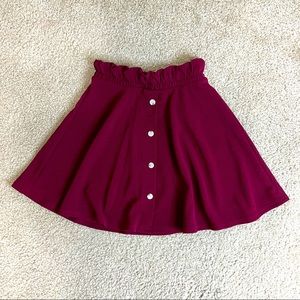 Elastic Waist Button Mini Skirt